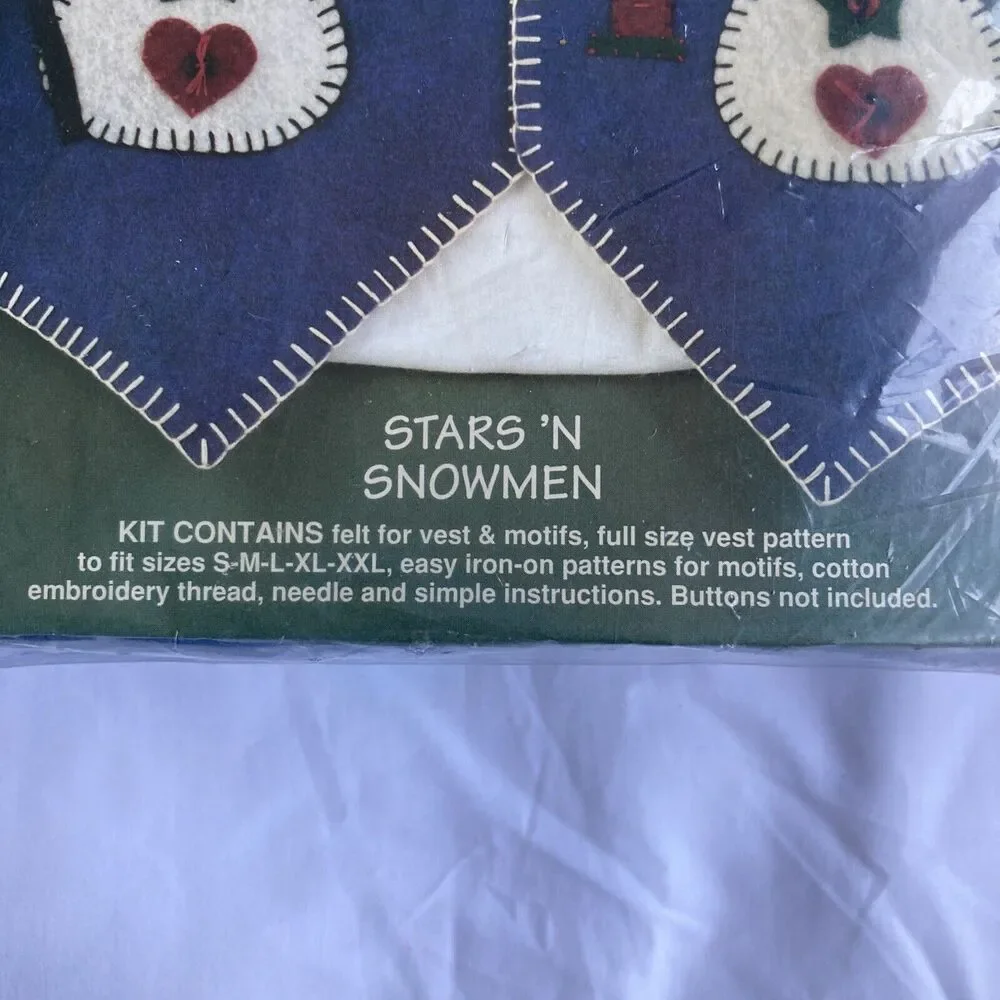 Dimensions Vests Stars 'N Snowmen Christmas Holiday Craft Kit Pattern Size S-XXL